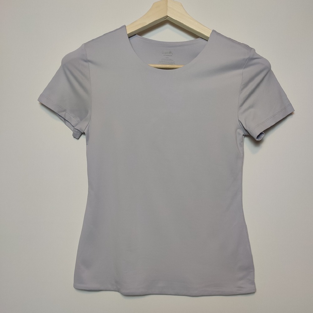 Frank And Oak Short Sleeve Crewneck Fitted Tee Light Grey Size Medium